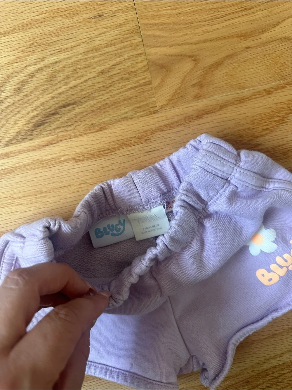 Zara Lavender and Cream Striped Bluey Tee with Lavender Shorts